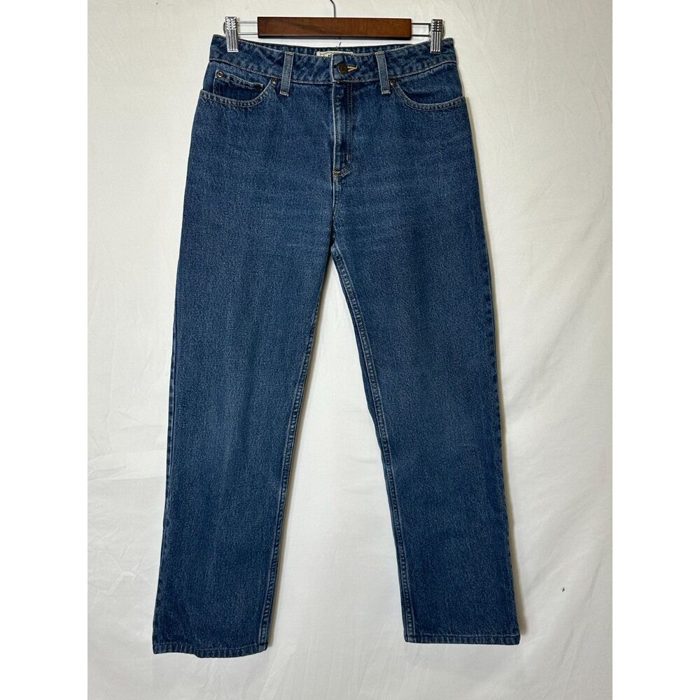 L.L. Bean Women's Classic Fit Straight Leg Mid Rise Dark Blue Jeans, Size 4